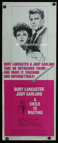 b152 CHILD IS WAITING insert movie poster '63 Lancaster, Judy Garland