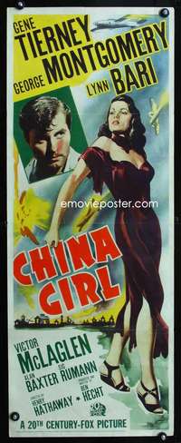 b153 CHINA GIRL ('42) insert movie poster '42 Gene Tierney, Montgomery