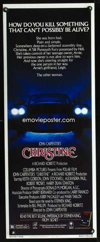 b157 CHRISTINE ('83) insert movie poster '83 Stephen King, John Carpenter