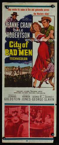 b162 CITY OF BAD MEN insert movie poster '53 Jeanne Crain, Robertson