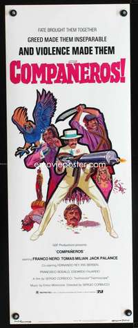 b173 COMPANEROS ('72) insert movie poster '72 Corbucci, cool Hooks art!
