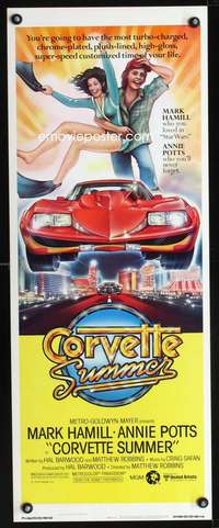 b177 CORVETTE SUMMER insert movie poster '78 Mark Hamill, Annie Potts