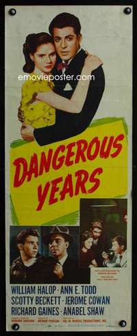 b191 DANGEROUS YEARS insert movie poster '48 Halop, Scotty Beckett