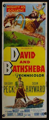 b192 DAVID & BATHSHEBA insert movie poster '51 Peck, Susan Hayward