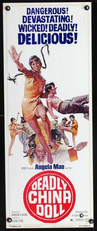 b196 DEADLY CHINA DOLL insert movie poster '73 violent & delicious!