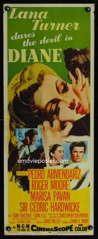 b208 DIANE insert movie poster '56 sexy Lana Turner dares the devil!