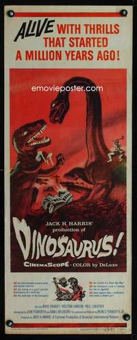 b209 DINOSAURUS insert movie poster '60 wild prehistoric monsters!