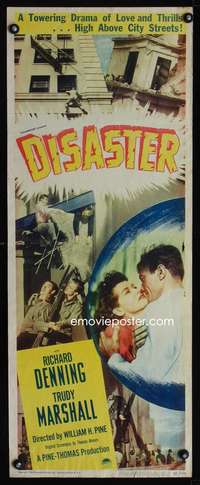 b210 DISASTER insert movie poster '48 Richard Denning, Trudy Marshall