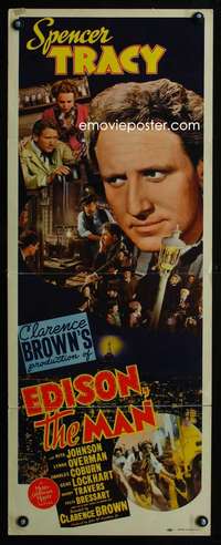 b225 EDISON THE MAN insert movie poster '40 Spencer Tracy as Thomas