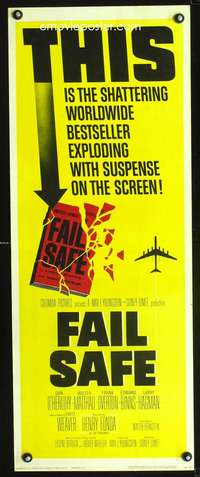 b240 FAIL SAFE insert movie poster '64 Walter Matthau, Henry Fonda