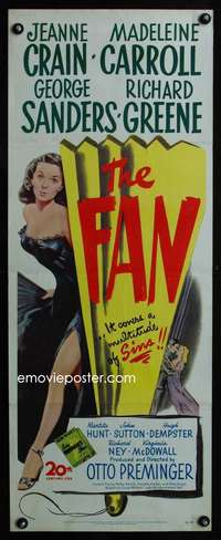 b242 FAN ('49) insert movie poster '49 sexy Jeanne Crain, Otto Preminger