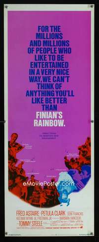 b255 FINIAN'S RAINBOW insert movie poster '68 Fred Astaire, Coppola