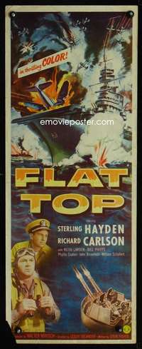 b262 FLAT TOP insert movie poster '52 Sterling Hayden, World War II