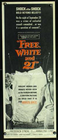 b273 FREE, WHITE & 21 insert movie poster '63 interracial romance!