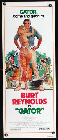 b285 GATOR insert movie poster '76 Burt Reynolds, Lauren Hutton