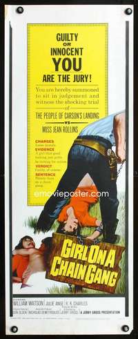 b292 GIRL ON A CHAIN GANG insert movie poster '66 itching for action!