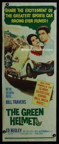 b310 GREEN HELMET insert movie poster '61 English sports car racing!