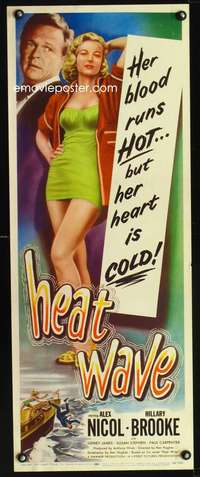 b325 HEAT WAVE ('54) insert movie poster '54 HOT bad girl Hillary Brooke!