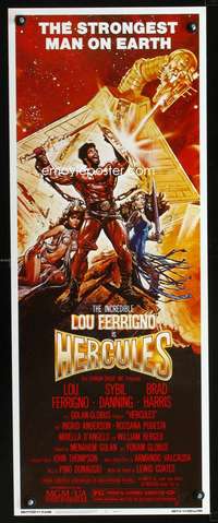 b329 HERCULES ('83) insert movie poster '83 Lou Ferrigno, fantasy artwork!
