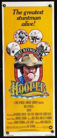 b342 HOOPER insert movie poster '78 great art of Burt Reynolds!