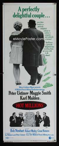 b343 HOT MILLIONS insert movie poster '68 Peter Ustinov, Maggie Smith