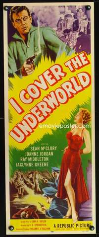 b352 I COVER THE UNDERWORLD insert movie poster '55 smoking bad girl!