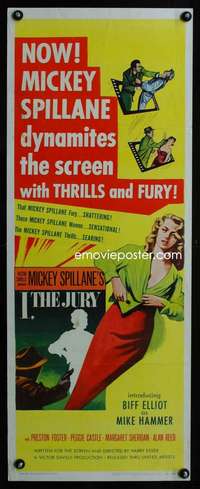 b355 I THE JURY ('53) insert movie poster '53 Mickey Spillane, Mike Hammer