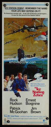 b358 ICE STATION ZEBRA insert movie poster '69 Rock Hudson, Jim Brown
