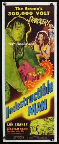 b361 INDESTRUCTIBLE MAN insert movie poster '56 Lon Chaney Jr sci-fi!