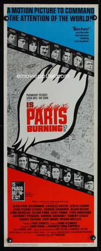b366 IS PARIS BURNING insert movie poster '66 WWII all-star cast!