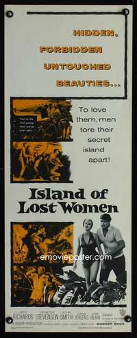 b367 ISLAND OF LOST WOMEN insert movie poster '59 untouched beauties!