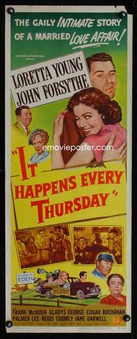b369 IT HAPPENS EVERY THURSDAY insert movie poster '53 Loretta Young