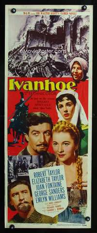 b370 IVANHOE insert movie poster '52 Elizabeth & Robert Taylor!