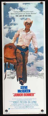 b382 JUNIOR BONNER insert movie poster '72 cowboy Steve McQueen!