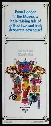 b383 KALEIDOSCOPE ('66) insert movie poster '66 Warren Beatty, Peak art!