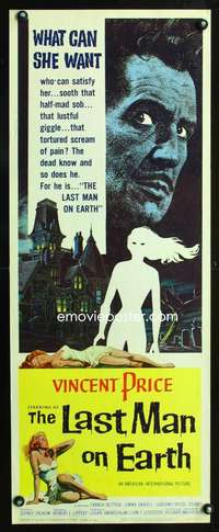 b392 LAST MAN ON EARTH insert movie poster '64 AIP, Vincent Price