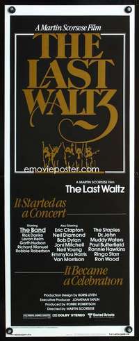 b397 LAST WALTZ ('78) insert movie poster '78 Scorsese, rock & roll!