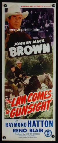 b398 LAW COMES TO GUNSIGHT insert movie poster '47 Johnny Mack Brown