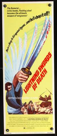 b404 LIGHTNING SWORDS OF DEATH insert movie poster '74 Toho, Samurai!