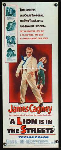 b405 LION IS IN THE STREETS insert movie poster '53 James Cagney