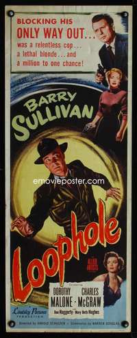 b416 LOOPHOLE ('54) insert movie poster '54 Barry Sullivan, Dorothy Malone