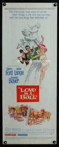 b419 LOVE IS A BALL insert movie poster '63 Glenn Ford, Hope Lange