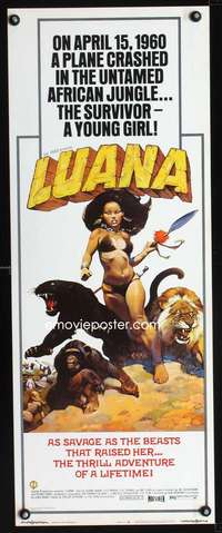 b421 LUANA insert movie poster '73 Frazetta art of sexy female Tarzan!