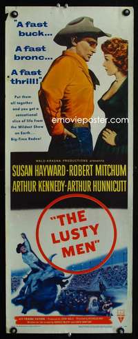 b422 LUSTY MEN insert movie poster '52 Robert Mitchum, Susan Hayward