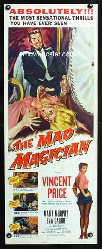 b424 MAD MAGICIAN insert movie poster '54 Vincent Price, Mary Murphy
