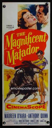 b428 MAGNIFICENT MATADOR insert movie poster '55 Boetticher, Quinn