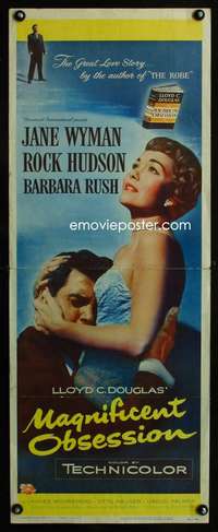 b429 MAGNIFICENT OBSESSION ('54) insert movie poster '54 Hudson, Wyman