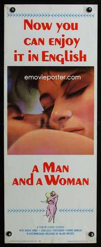 b431 MAN & A WOMAN insert movie poster '66 Lelouch, Anouk Aimee