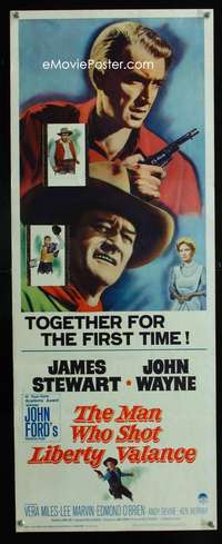 b437 MAN WHO SHOT LIBERTY VALANCE insert movie poster '62 John Wayne