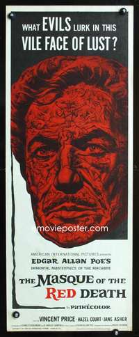 b444 MASQUE OF THE RED DEATH ('64) insert movie poster '64 Vincent Price